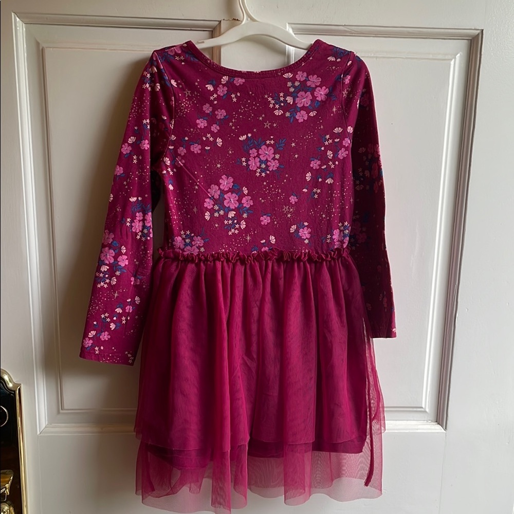 CARTERS UGC Girls Size 7 Floral Long Sleeve Dress Tulle Tiered Skirt - Picture 9 of 10